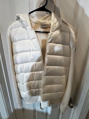Moncler Men’s Cream Quilted Hooded Jacket